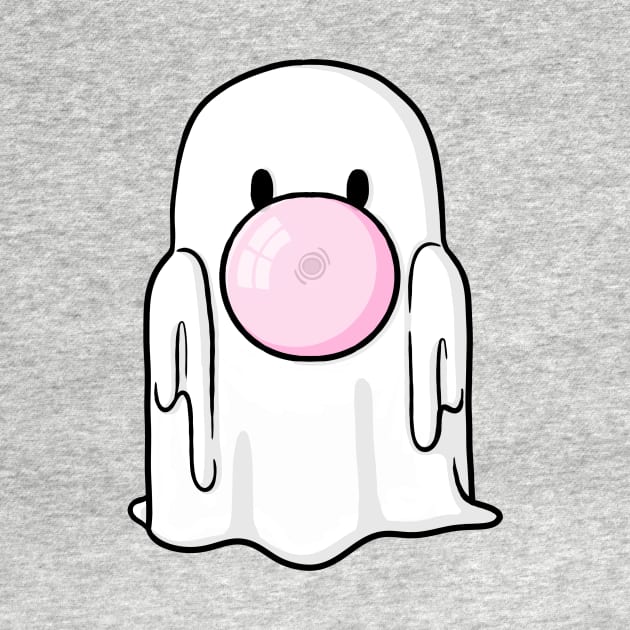 Bubblegum Blowing Ghost Digital Illustration by AlmightyClaire